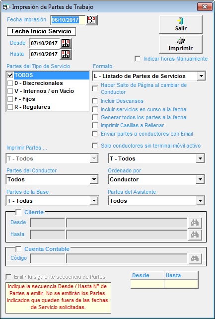 Listado Partes de Trabajo